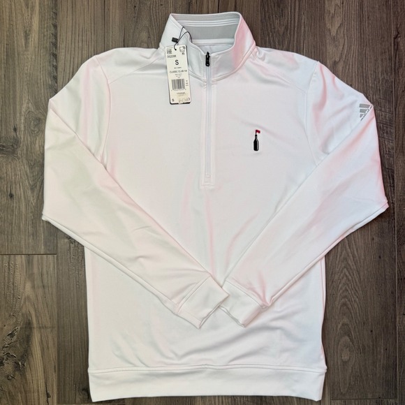 Adidas‎ Mens Classic Club 1/4 Zip Golf Sweatshirt White Size S DQ2288